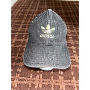 Adidas Black Denim Gold Trefoil Logo Hat Cap‎ Unisex Adult Cotton OSFW